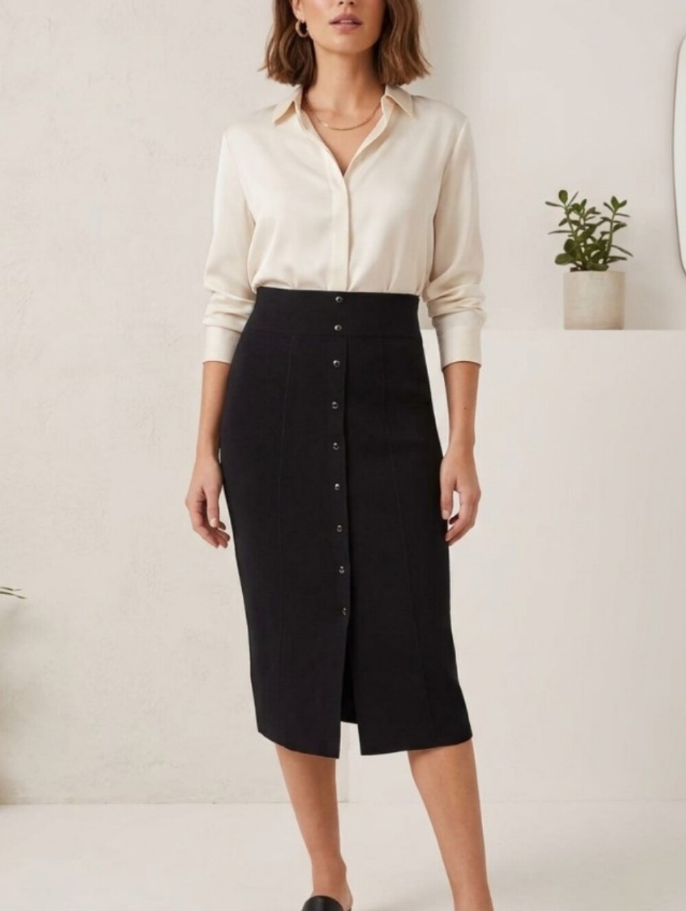 White House Black Market Black High-Waist Pencil Skirt Size L